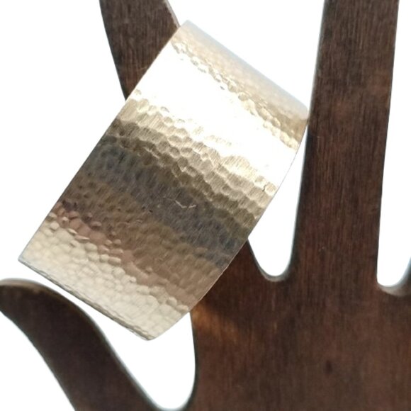 Vintage Gold-tone Hammered Wide Open Cuff Bracelet Statement Piece - Picture 9 of 11